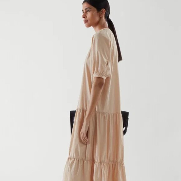 COS Organic Cotton Tiered Maxi Dress Sz 8 - Picture 1 of 8